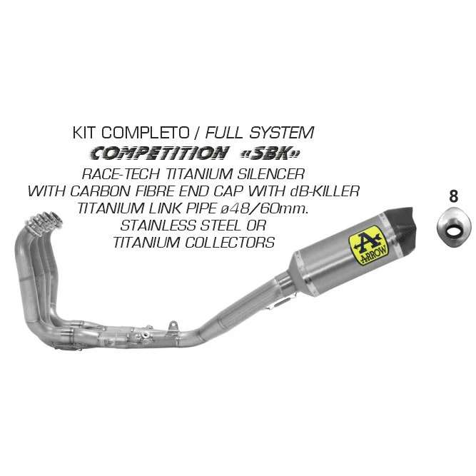 Arrow 71178CKR Competition "SBK" Full Exhaust For Yamaha YZF-R1 (2017-)