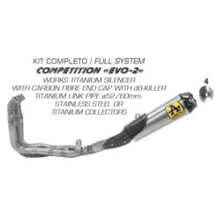 Arrow 71210CKZ Competition EVO-2 Full Exhaust For Yamaha YZF-R1 (2017-)