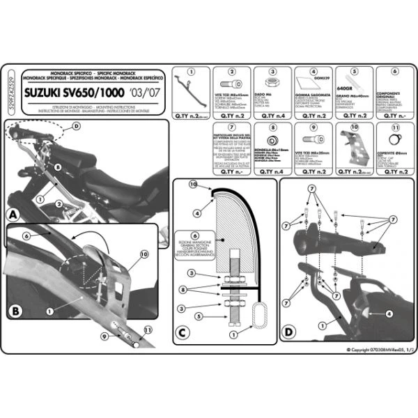 Givi 529FZ Monorack Sidearms For Suzuki SV650 '03-'11 & SV1000 '03-'09 - Image 2
