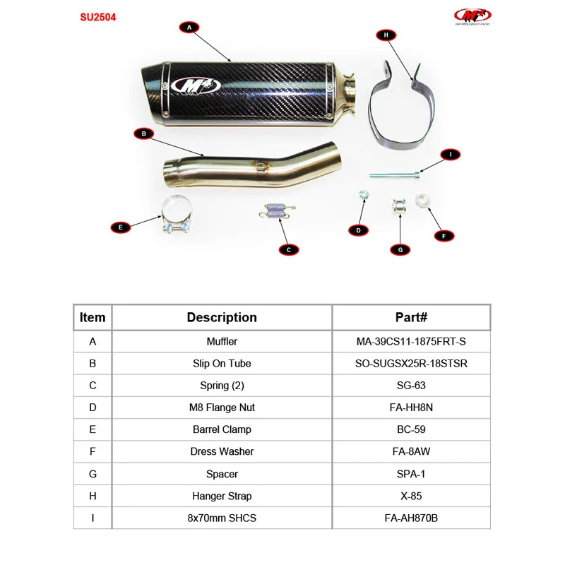 M4 SU2504 Slip On Exhaust, Carbon Muffler For Suzuki GSX-250R (2017-) - Image 4