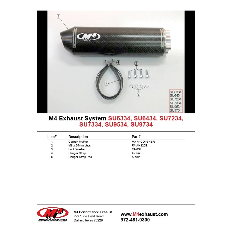M4 SU6434 Standard Bolt On Carbon Muffler For Suzuki GSXR 600 04-05 - Image 4