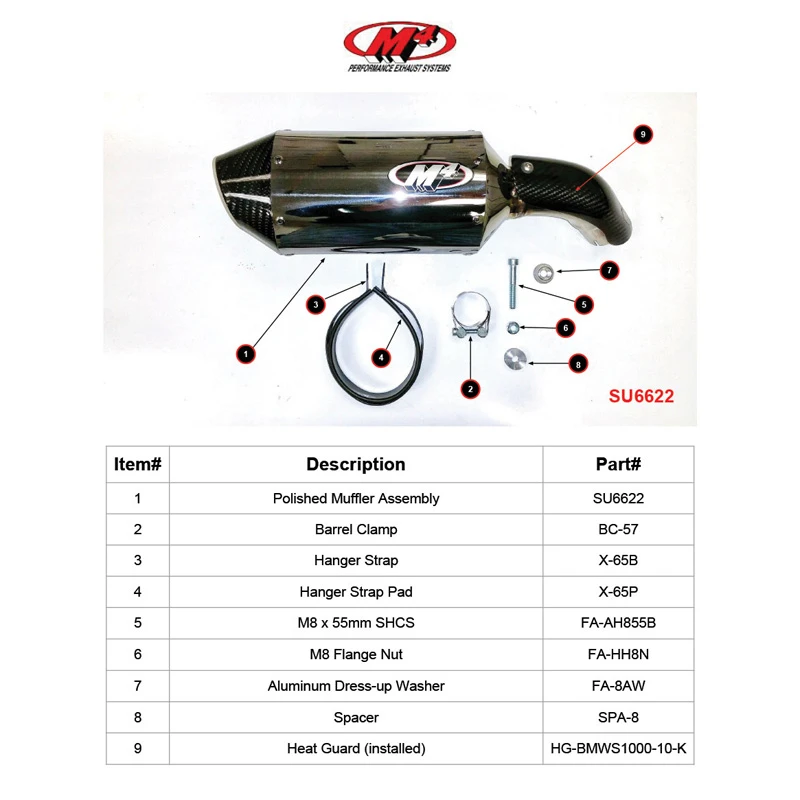 M4 SU6622 Standard Slip On Exhaust, Polished Muffler For Suzuki SV650 (2017-) - Image 3