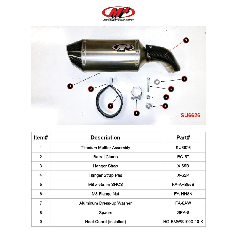 M4 SU6626 Standard Slip On Exhaust, Titanium Muffler For Suzuki SV650 (2017-) - Image 4