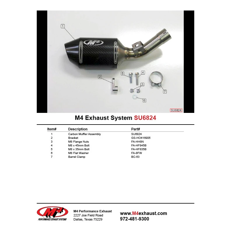 M4 SU6824 Street Slayer Slip-On Exhaust, Carbon For Suzuki GSXR 600/750 06-07 - Image 4