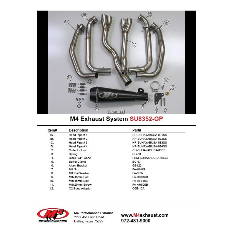 M4 SU8352-GP Mount Full Exhaust, Black Satin Muffler For Suzuki Hayabusa (2008-) - Image 3