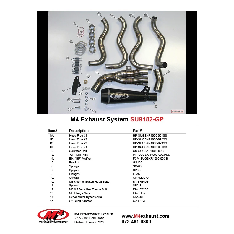 M4 SU9182-GP Full Exhaust, Black Muffler For Suzuki GSX-R1000 12-16 - Image 4