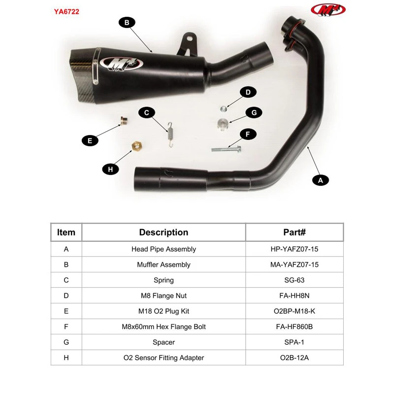 M4 YA6722 RM1 Style All Black Full System Exhaust For Yamaha FZ-07 (2015-) - Image 6